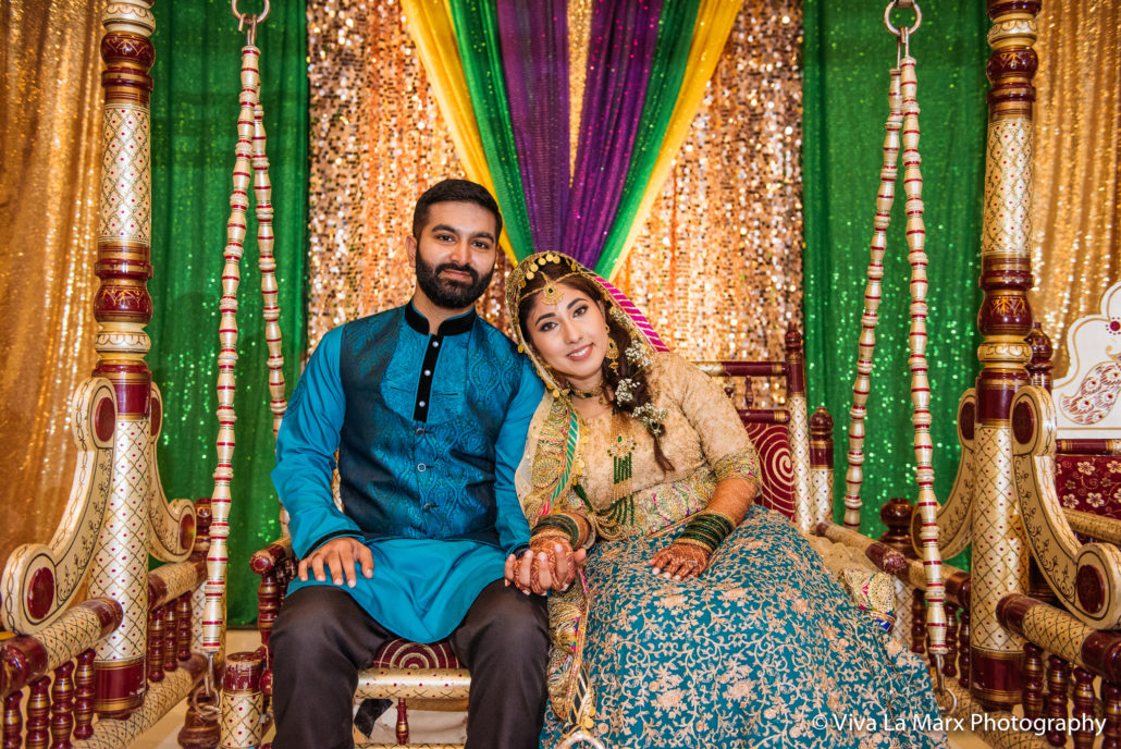 Bride and Groom posing at Houston Pakistani Wedding