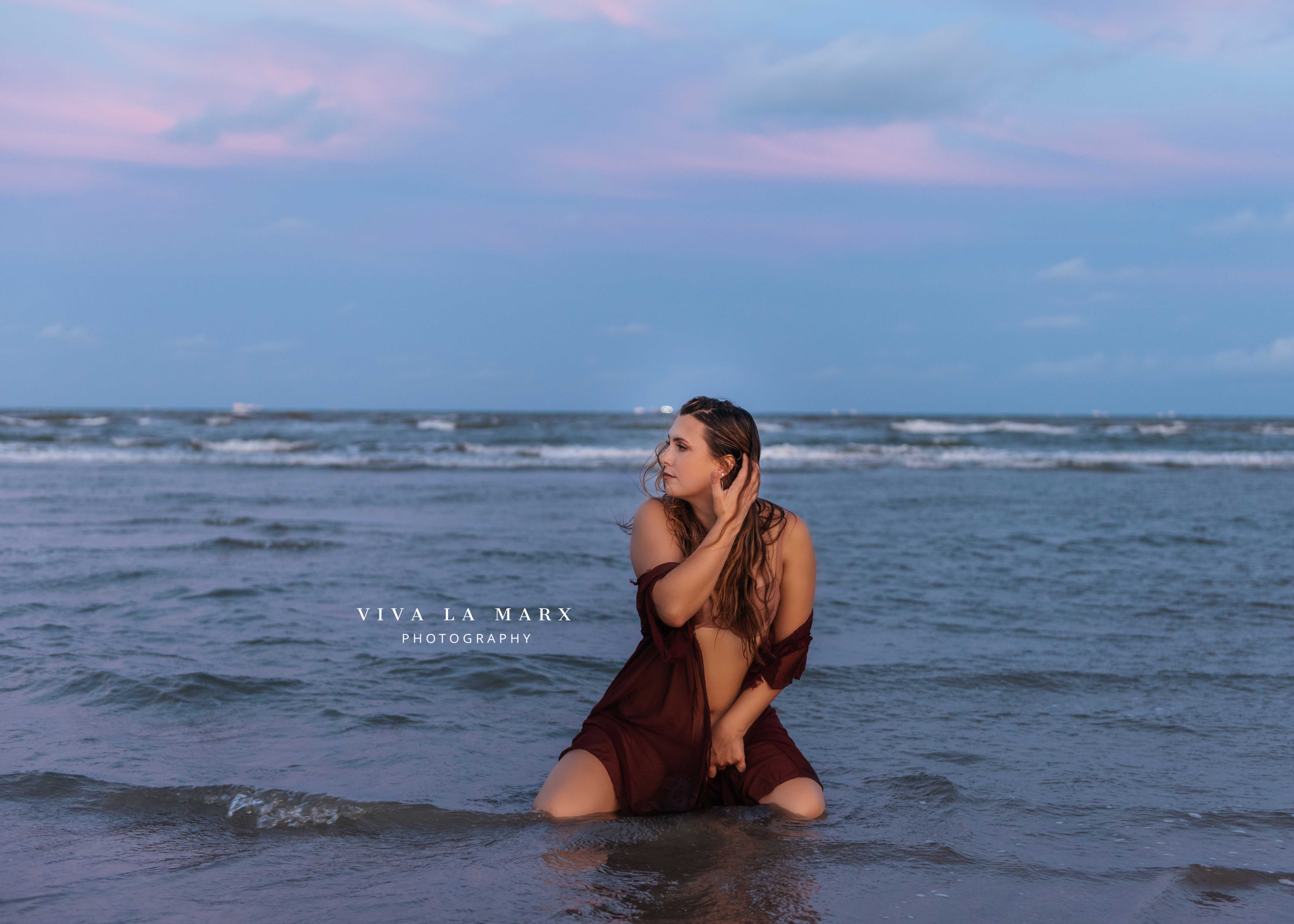 Boudoir session in Galveston at the beach